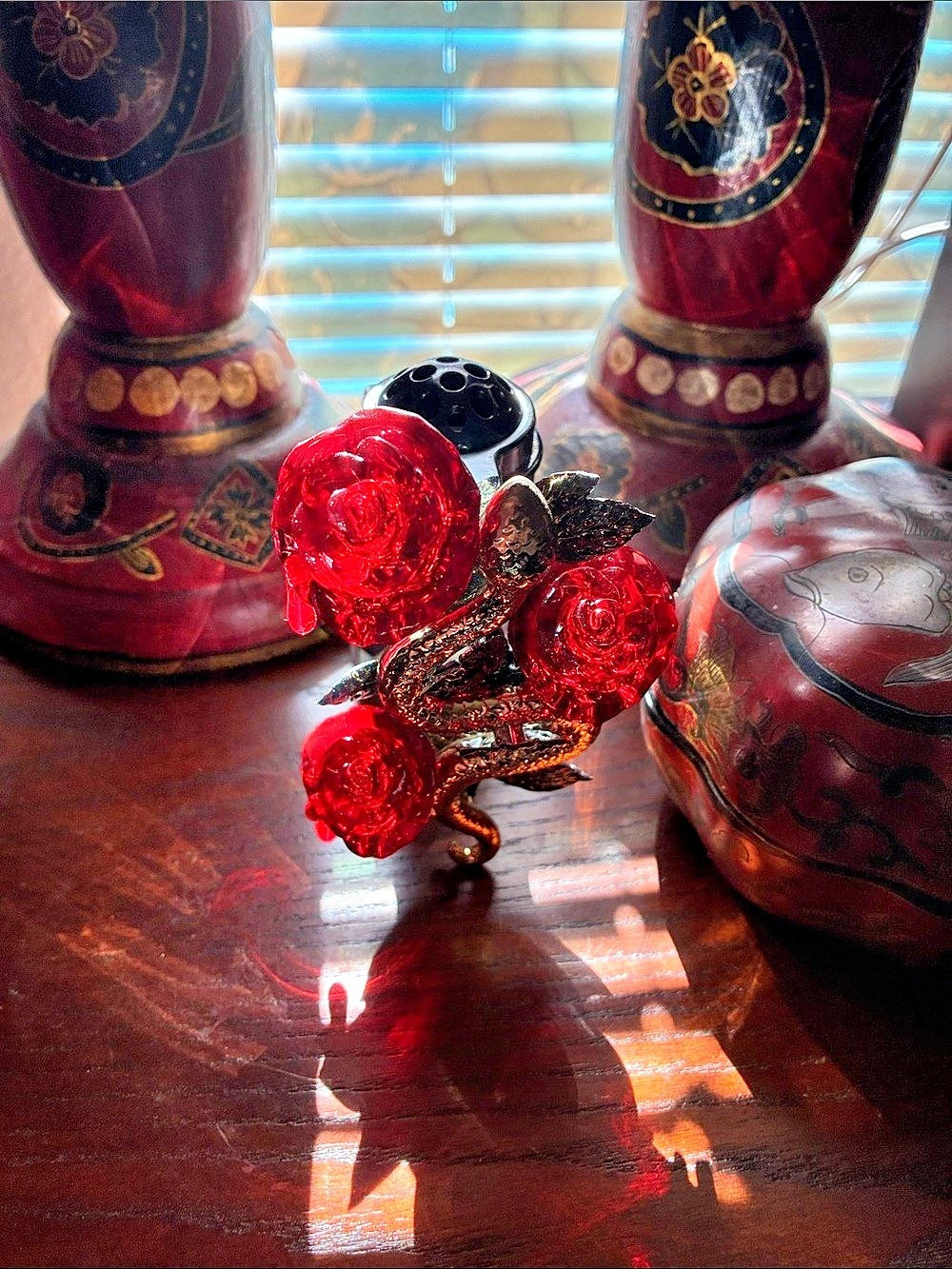 Floral Red Rose Brooch NWT